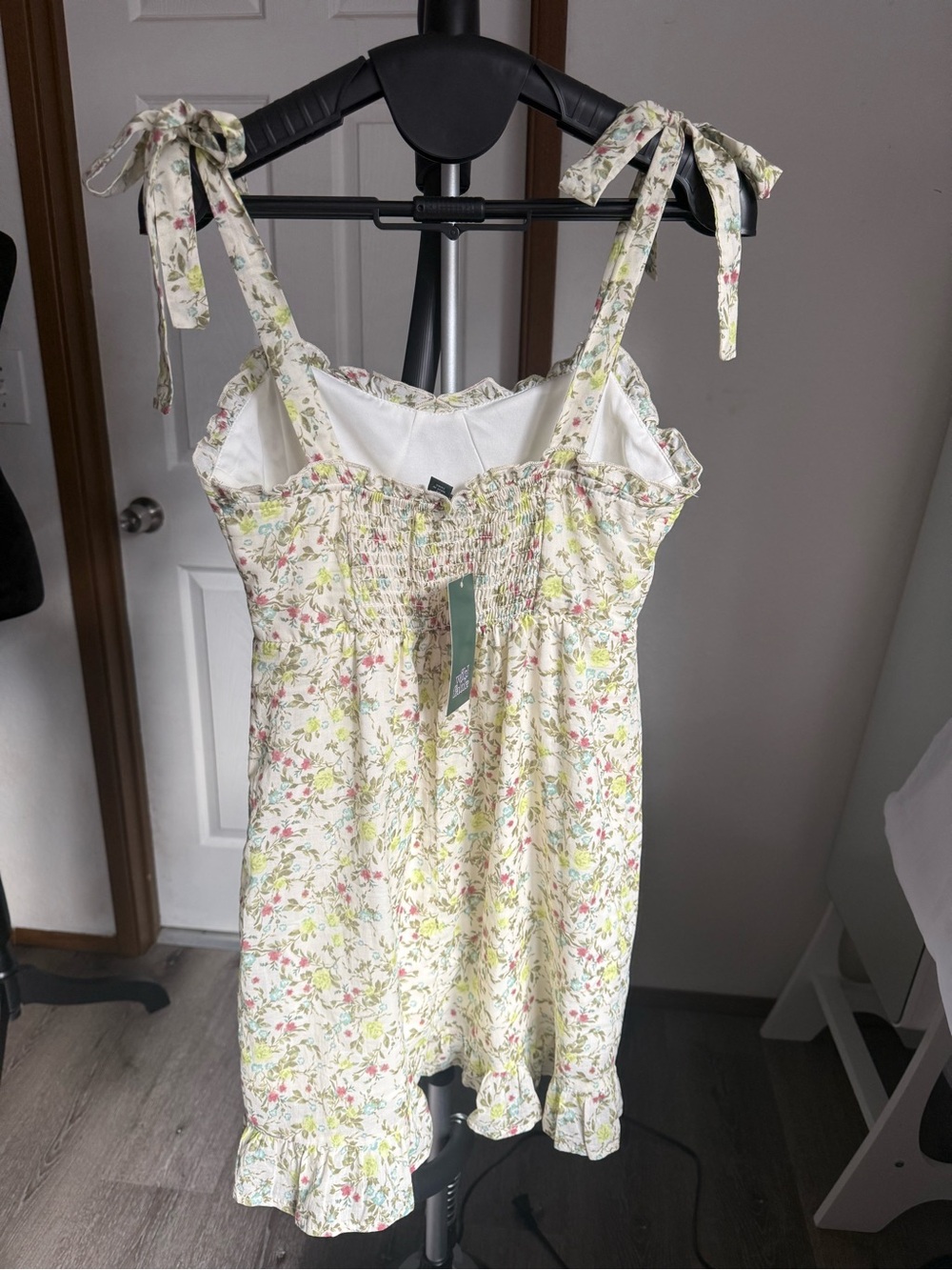 NWT Wild Fable Floral Tie Strap Mini Dress XS Cottagecore Ruffle Sundress - Picture 3 of 7